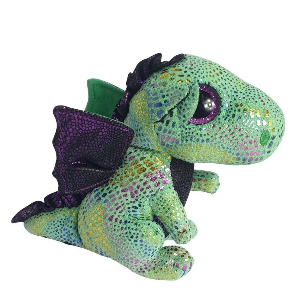 Ty Beanie Baby Cinder the Dinosaur Dragon Plush 6" Stuffed Animal Sparkly Scales
